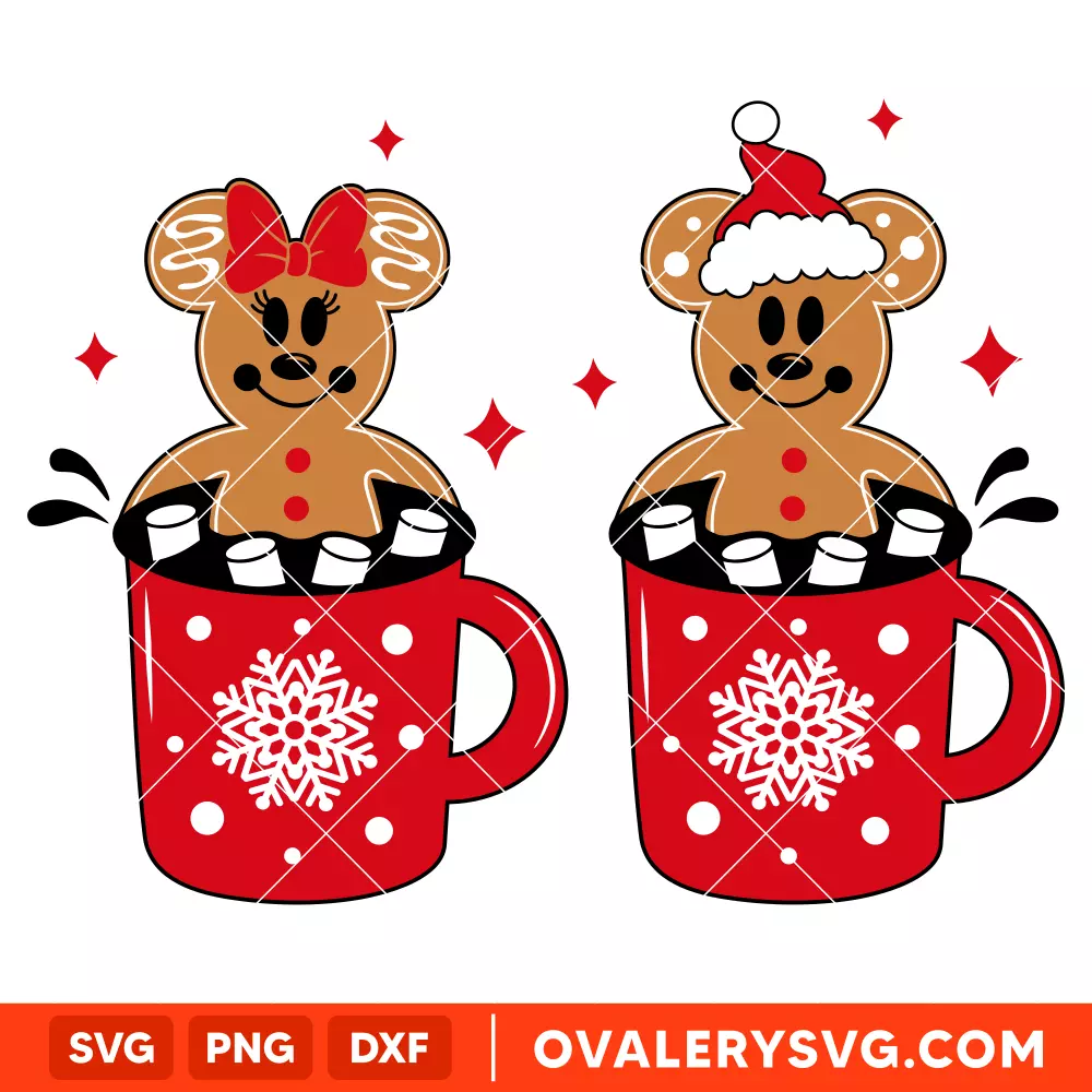Mickey Minnie Xmas Gingerbread Svg, Christmas Svg, Disney Svg, Cricut, Silhouette Vector Cut File
