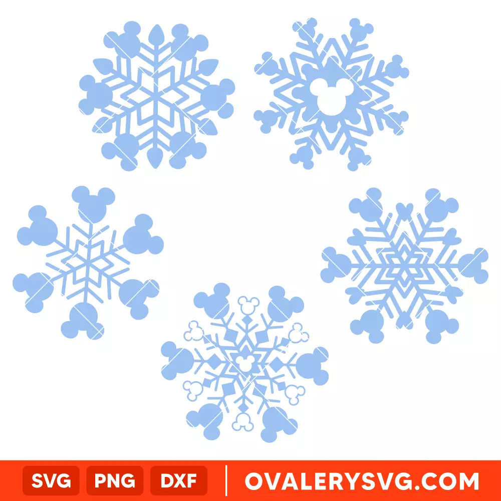 Mickey Snowflakes Bundle Svg, Christmas Svg, Disney Svg, Cricut, Silhouette Vector Cut File
