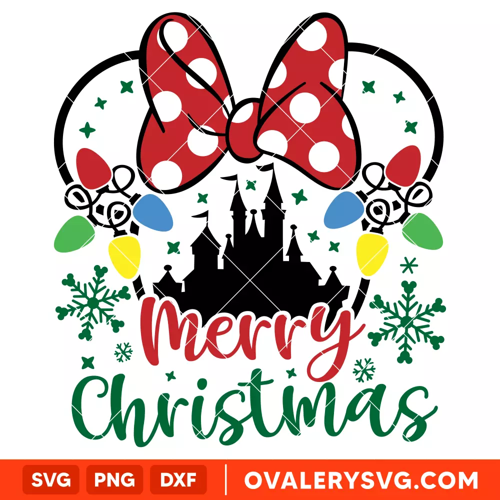Minnie Castle Lights Svg, Christmas Svg, Disney Svg, Cricut, Silhouette Vector Cut File