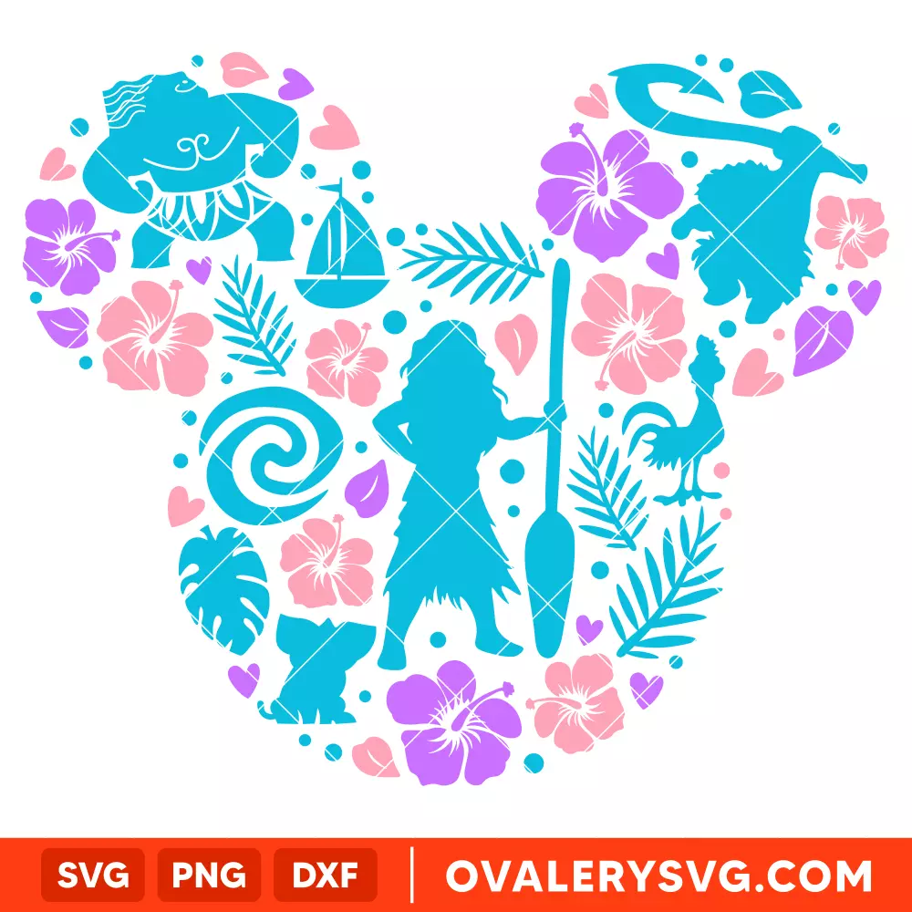 Moana Svg, Disney Princess Svg, Mickey Mouse Svg, Cricut, Silhouette Vector Cut File