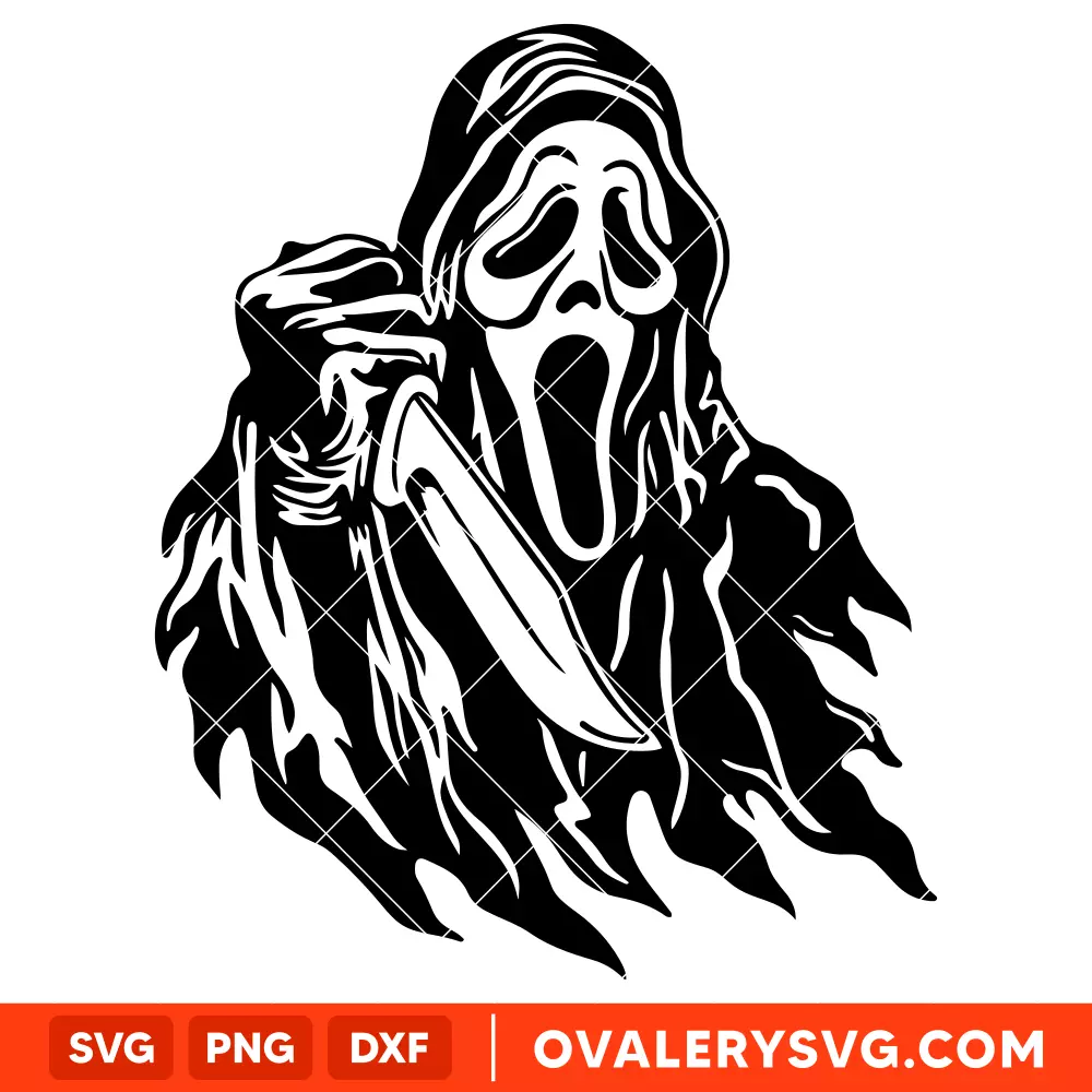 Retro Ghost Face Scream Svg, Halloween Svg, Horror Movie Svg, Cricut, Silhouette Vector Cut File