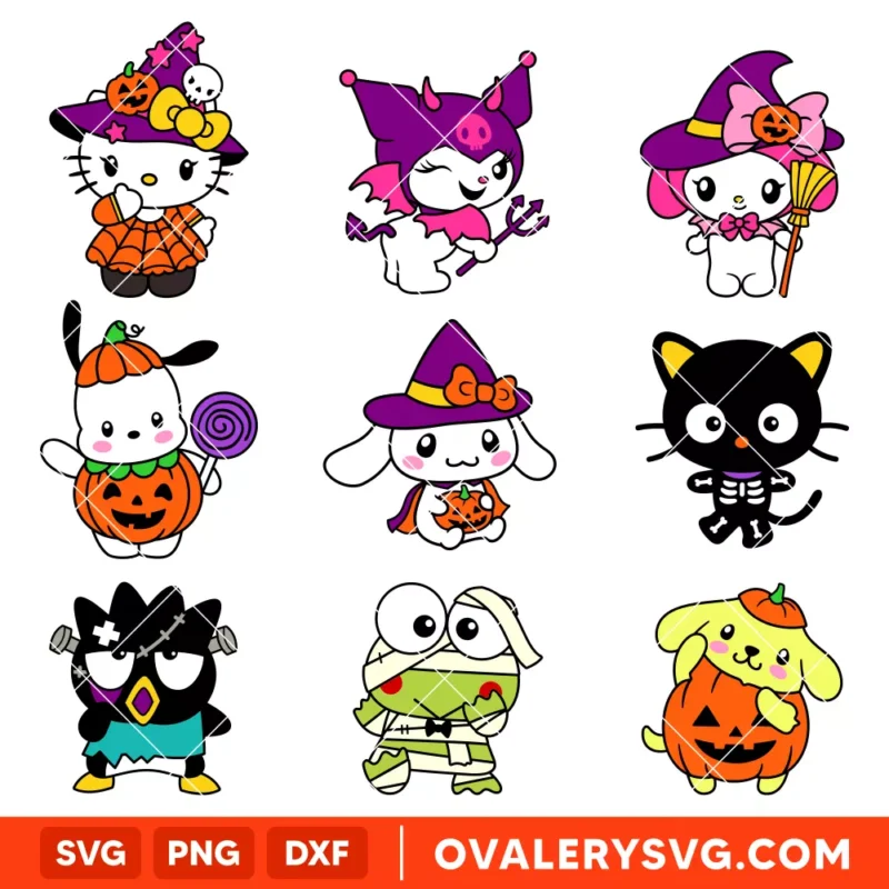 Sanrio Characters Halloween Bundle SVG, Hello Kitty SVG | Instant Download SVG PNG Cut File for Cricut & Silhouette
