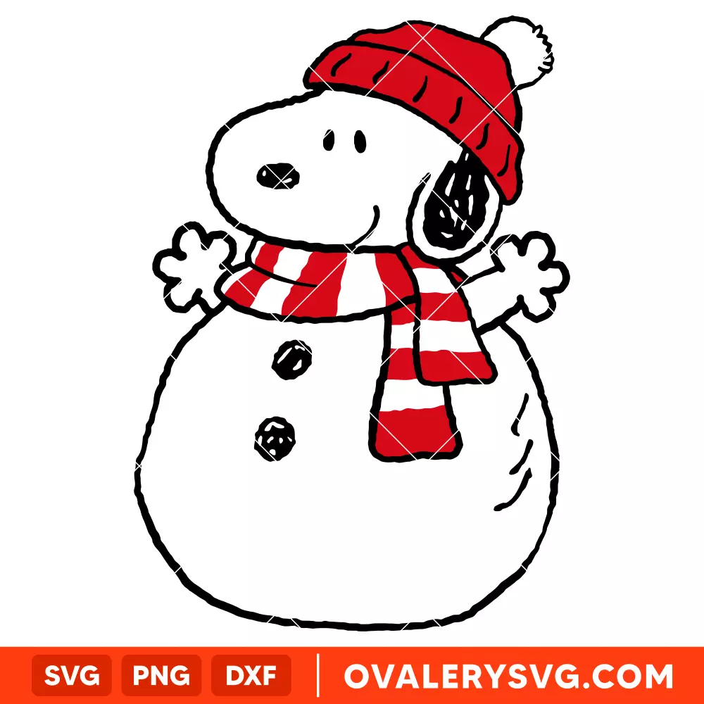 Snoopy Cute Snowman Svg, Christmas Svg, Peanuts Svg, Cricut, Silhouette Vector Cut File