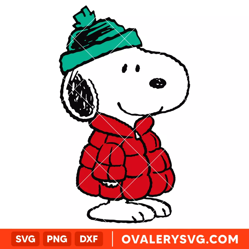 Snoopy Red Puffer Svg, Christmas Svg, Peanuts Svg, Cricut, Silhouette Vector Cut File