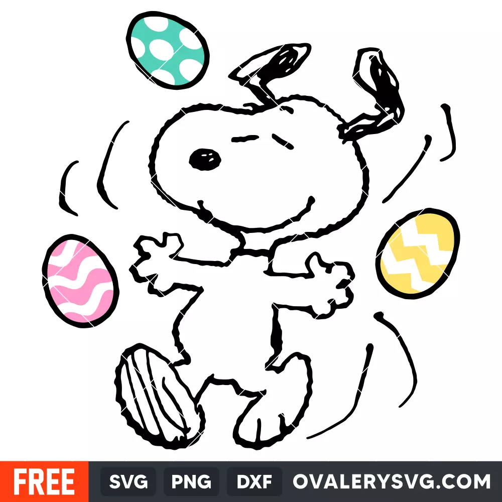 Snoopy with Easter Eggs SVG, Happy Easter SVG, Peanuts SVG, Cricut, Silhouette SVG PNG Cut File
