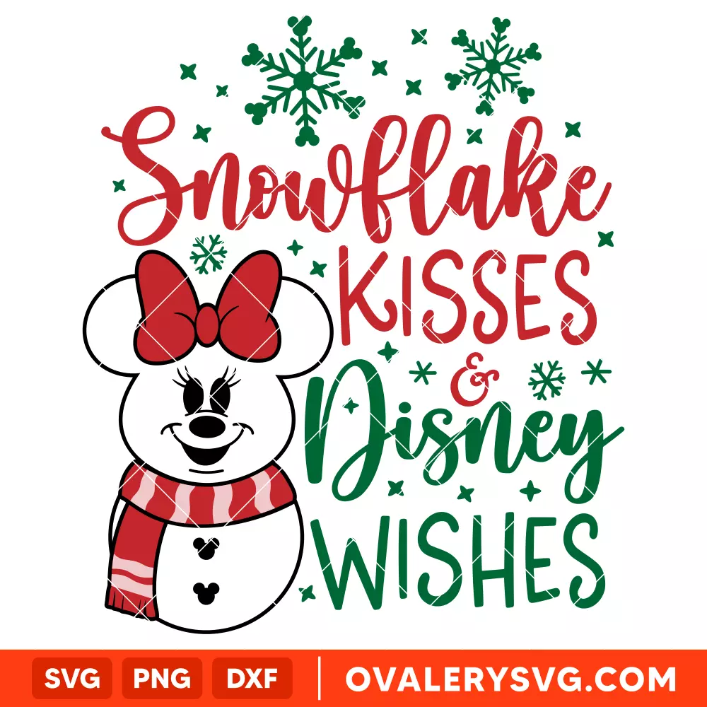 Snowflake Kisses Minnie Svg, Christmas Svg, Disney Svg, Cricut, Silhouette Vector Cut File