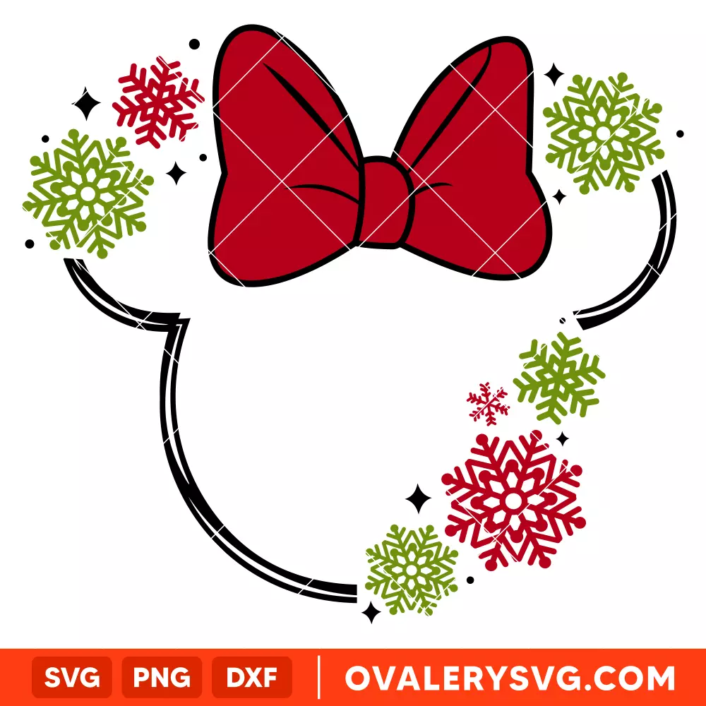 Snowflakes Wreath Minnie Svg, Christmas Svg, Disney Svg, Cricut, Silhouette Vector Cut File