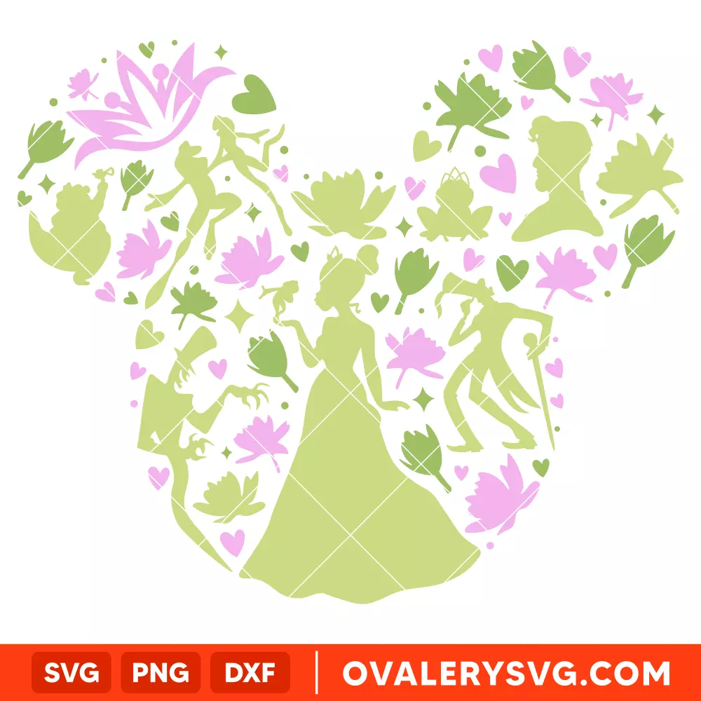 Tiana The Princess and the Frog Svg, Disney Princess Svg, Mickey Mouse Svg, Cricut, Silhouette Vector Cut File