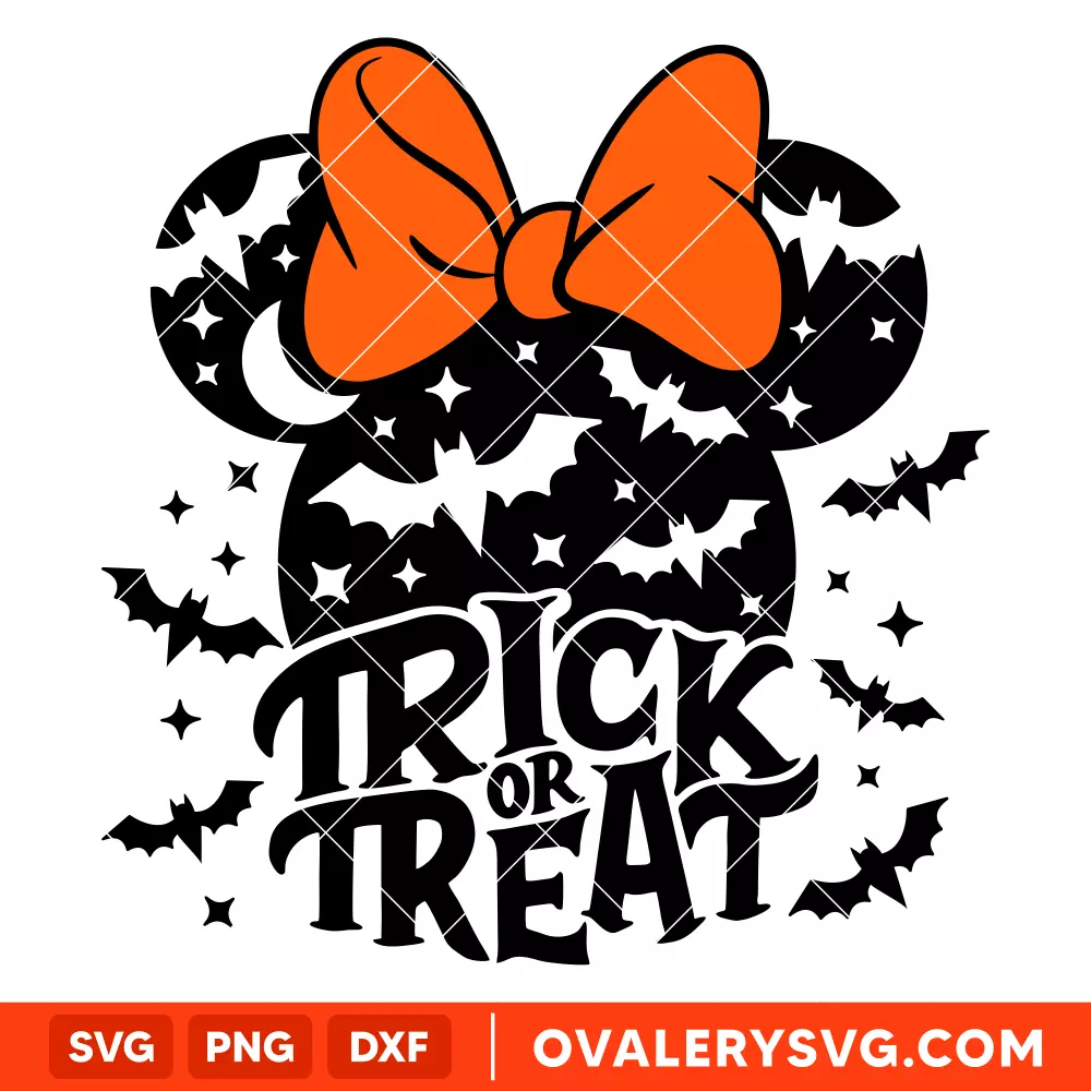 Trick Or Treat Minnie Mouse Svg, Halloween Svg, Disney Svg, Cricut, Silhouette Vector Cut File