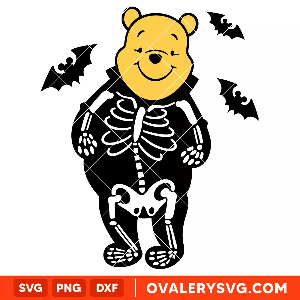 Winnie the Pooh Skeleton SVG, Halloween SVG, Disney SVG | Instant Download SVG PNG Cut File for Cricut & Silhouette