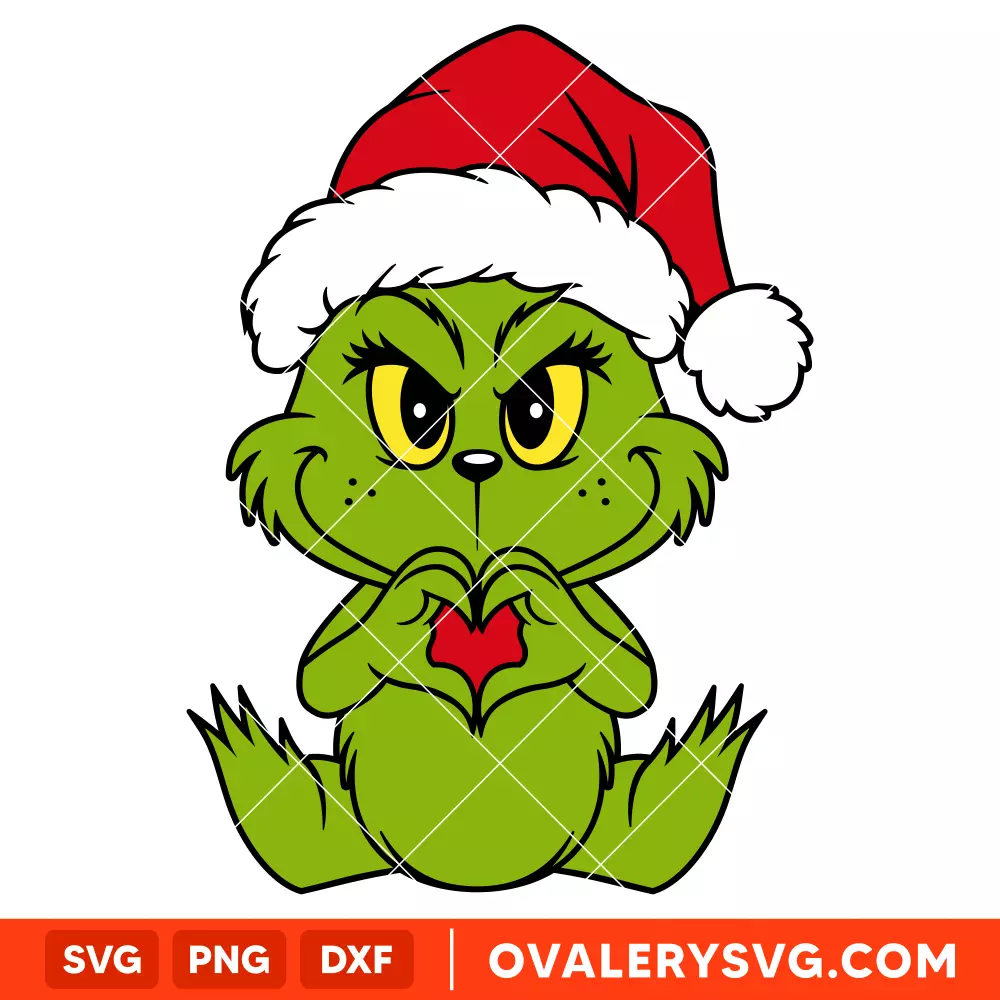 Baby Grinch Heart Svg, Christmas Svg, Grinchmas Svg, Cricut, Silhouette Vector Cut File