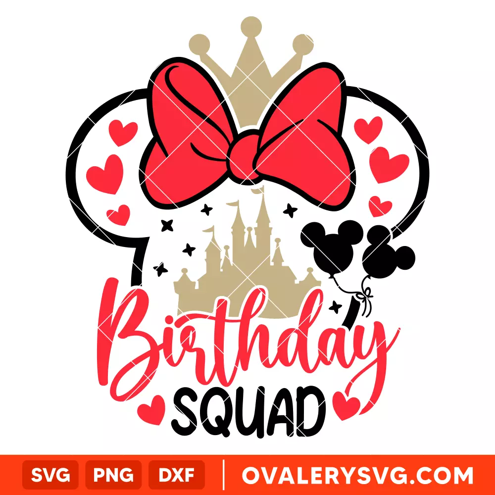 Birthday Squad Minnie SVG, My Birthday SVG, Disney SVG, Cricut, Silhouette SVG PNG Cut File