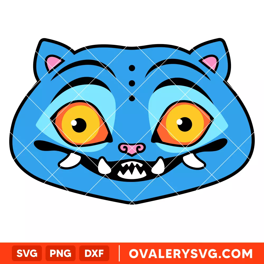 Derpy Blue Tiger Face Svg, K-Pop Demon Hunters Svg, Blue Cat Svg, Cricut, Silhouette Vector Cut File