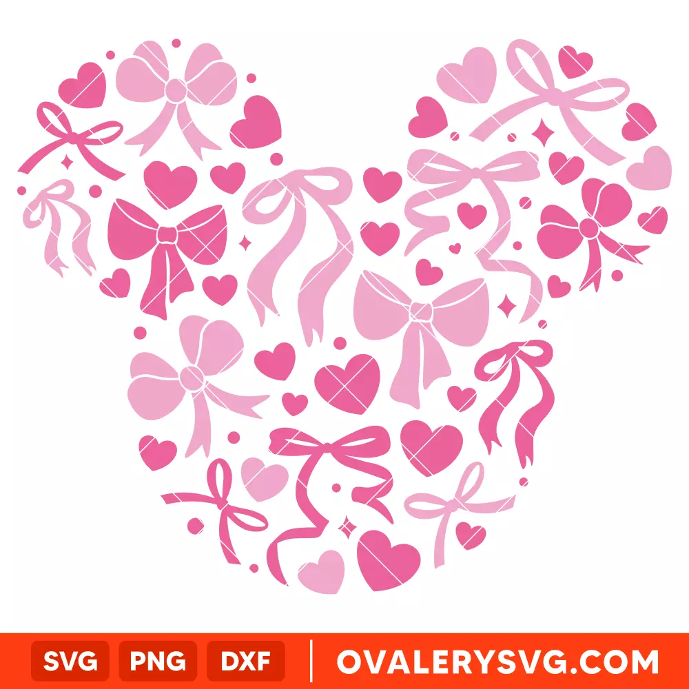 Coquette Bows Mickey Head SVG, Mickey Mouse SVG, Disney SVG, Cricut, Silhouette SVG PNG Cut File