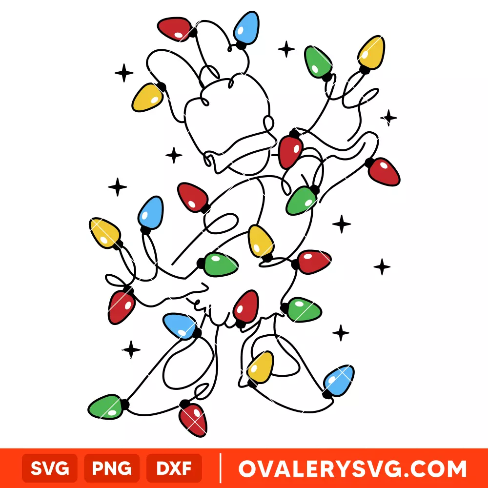 Daisy Christmas Lights One Line Svg, Christmas Svg, Disney Friends Svg, Cricut, Silhouette Vector Cut File