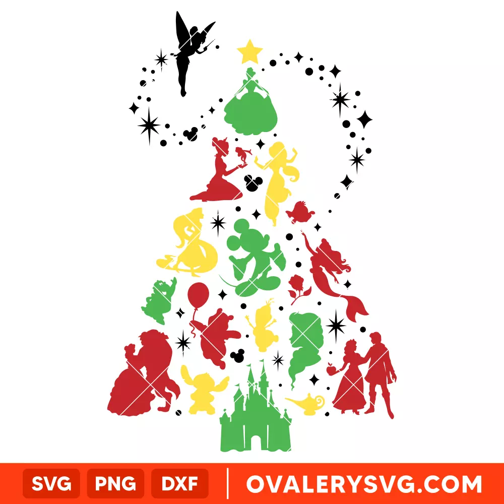 Disney Friends Christmas Tree Svg, Christmas Svg, Disney Svg, Cricut, Silhouette Vector Cut File