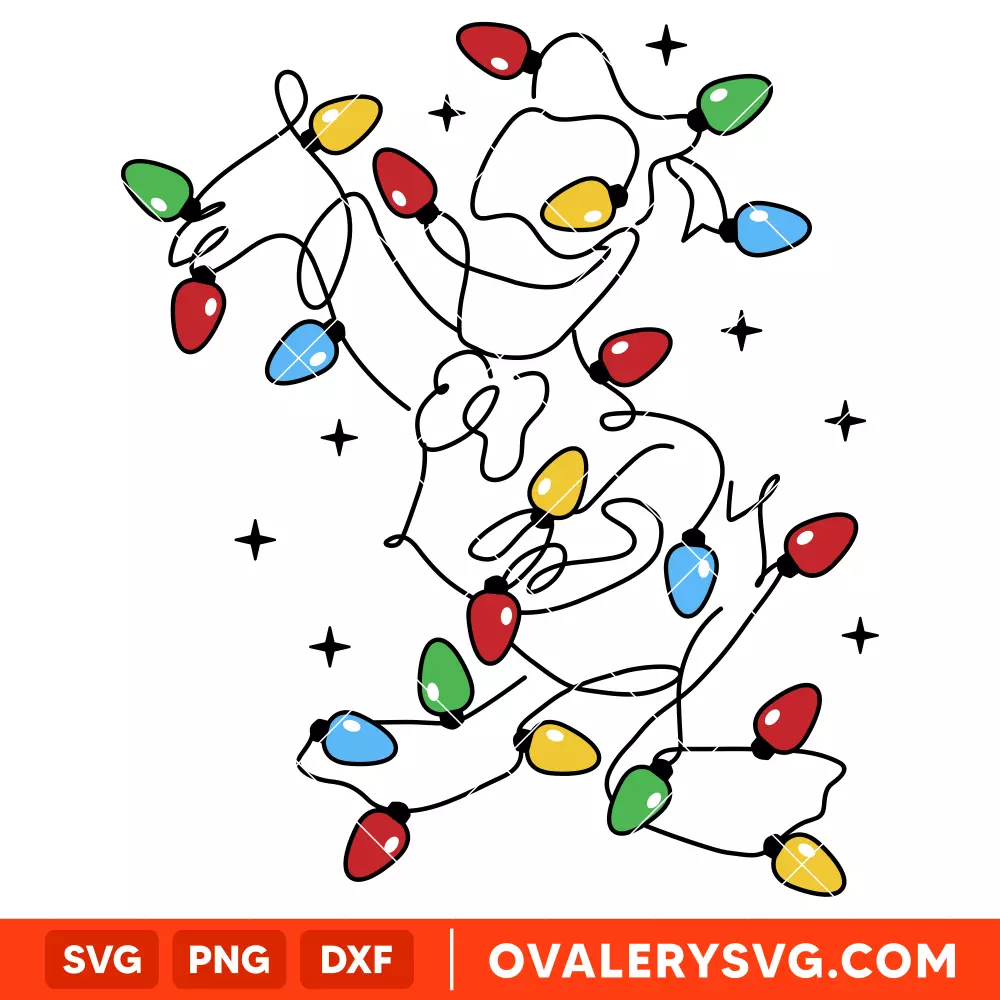 Donald Christmas Lights One Line Svg, Christmas Svg, Disney Friends Svg, Cricut, Silhouette Vector Cut File