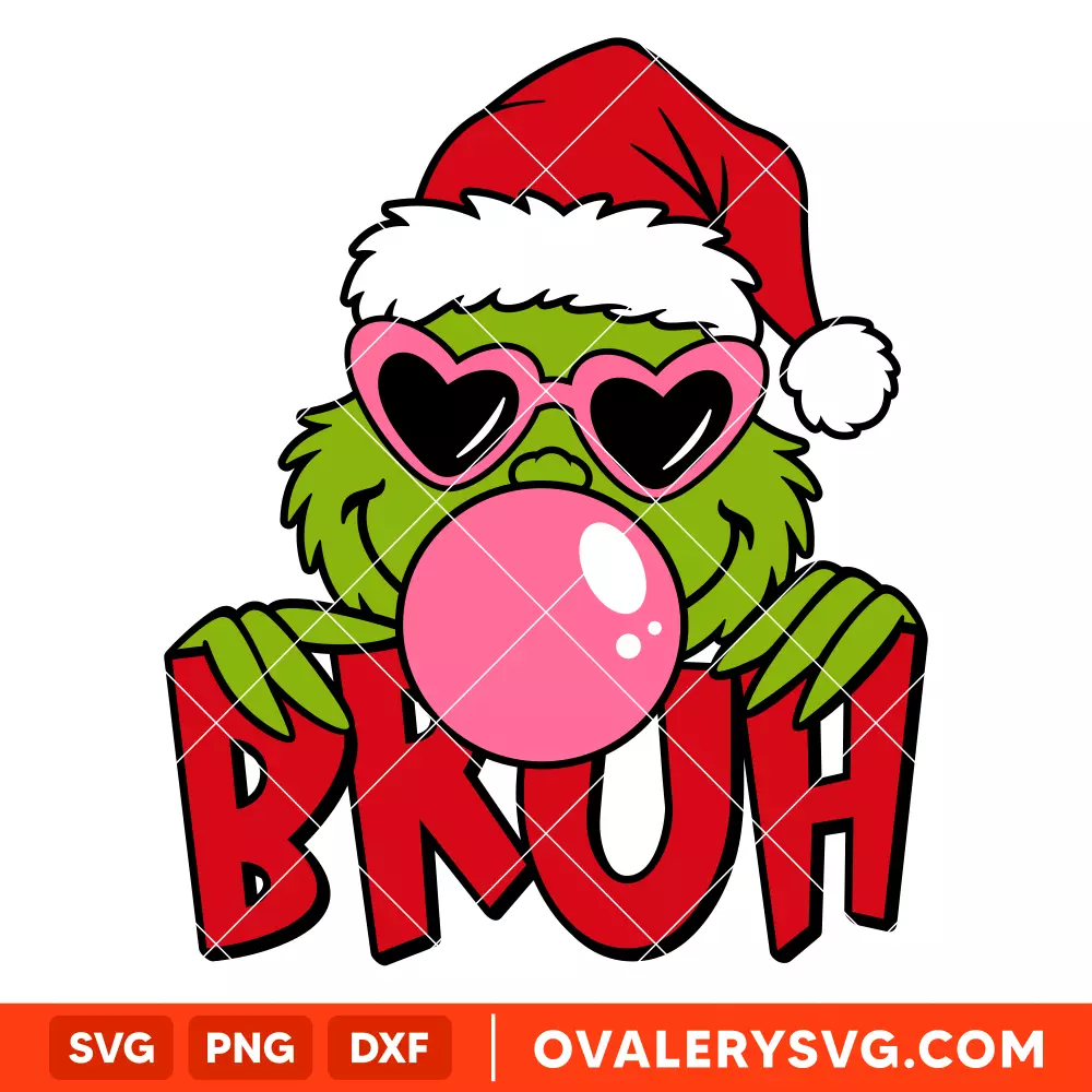 Grinch Bruh Bubble Gum Svg, Retro Christmas Svg, Grinchmas Svg, Cricut, Silhouette Vector Cut File