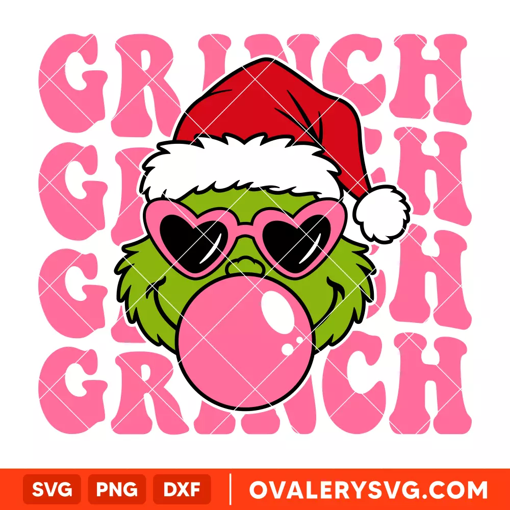 Grinch Bubble Gum Wavy Text Svg, Retro Christmas Svg, Grinchmas Svg, Cricut, Silhouette Vector Cut File