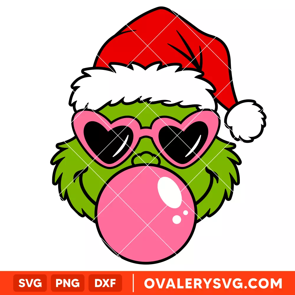 Grinch Bubble Gum Svg, Retro Christmas Svg, Grinchmas Svg, Cricut, Silhouette Vector Cut File