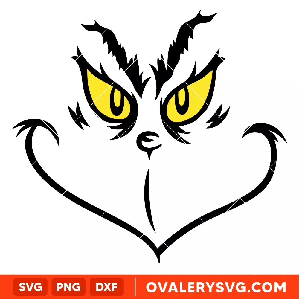 Grinch Face Svg, Christmas Svg, Grinchmas Svg, Cricut, Silhouette Vector Cut File