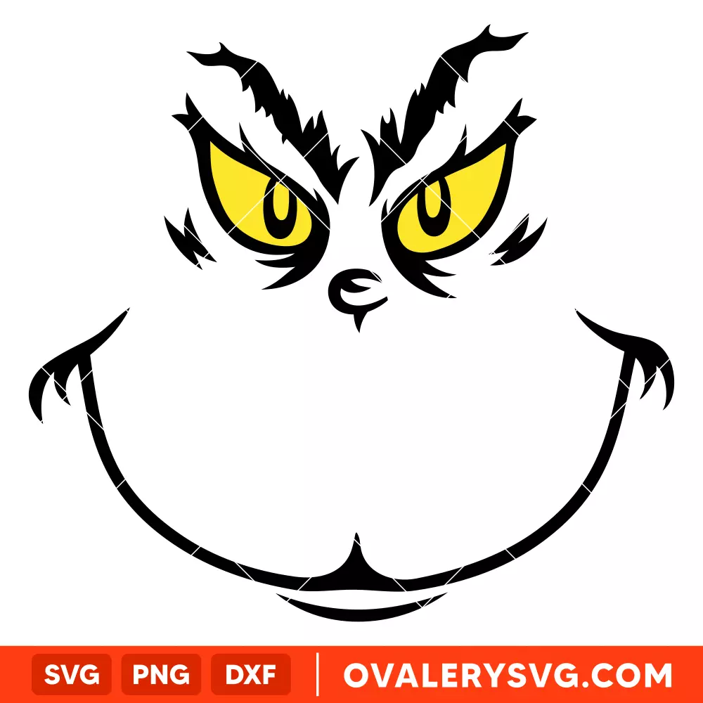 Grinch Face Svg, Christmas Svg, Grinchmas Svg, Cricut, Silhouette Vector Cut File