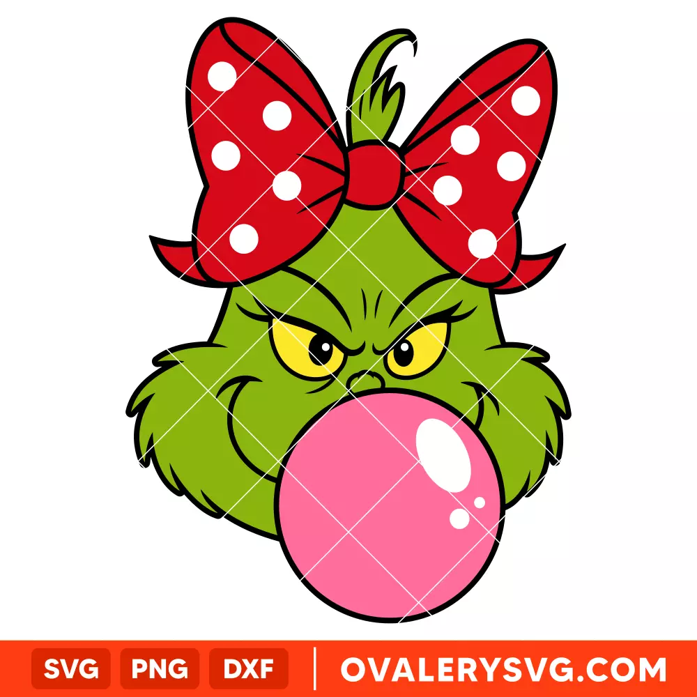 Grinch Girl Face Svg, Christmas Svg, Grinchmas Svg, Cricut, Silhouette Vector Cut File