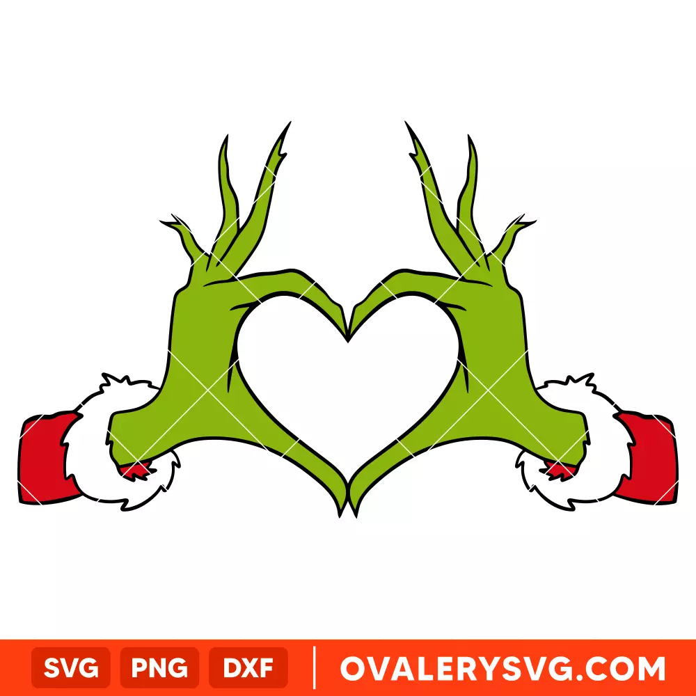 Grinch Hands Heart Svg, Christmas Svg, Grinchmas Svg, Cricut, Silhouette Vector Cut File