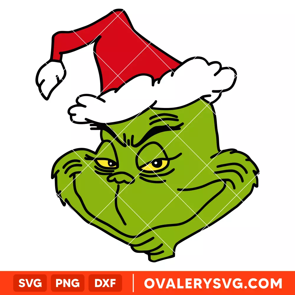 Grinch Smiling Face Svg, Christmas Svg, Grinchmas Svg, Cricut, Silhouette Vector Cut File