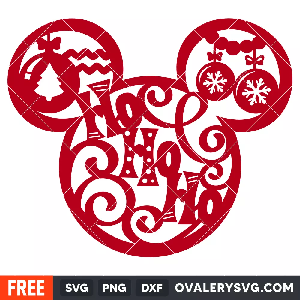 Ho Ho Ho Mickey Mouse Head Svg, Christmas Svg, Disney Svg, Cricut, Silhouette Vector Cut File
