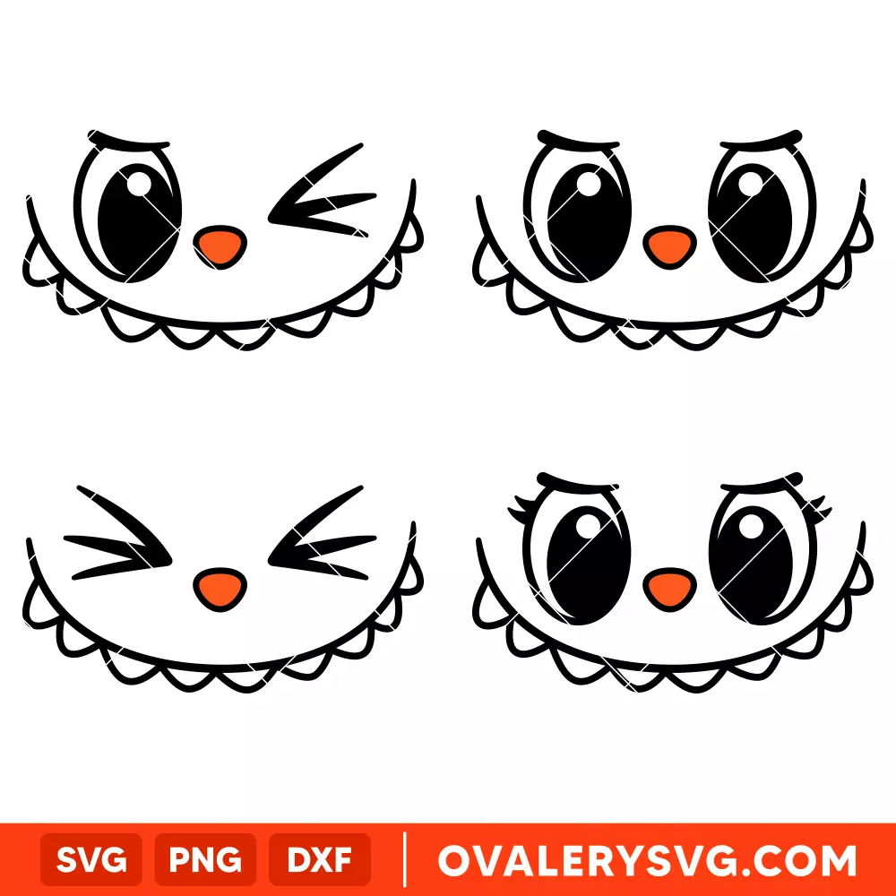Labubu Face Bundle SVG, The Monsters SVG, Cute Monsters SVG, Cricut, Silhouette SVG PNG Cut File