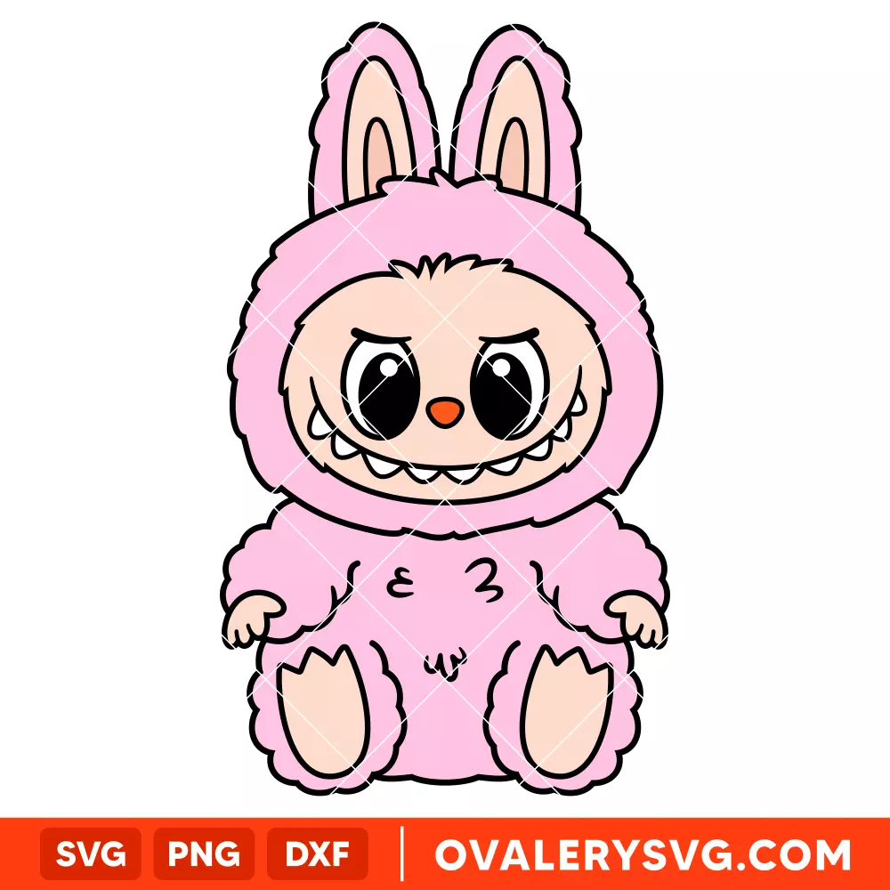 Labubu Sitting Pink SVG, The Monsters SVG, Cute Monsters SVG, Cricut, Silhouette SVG PNG Cut File