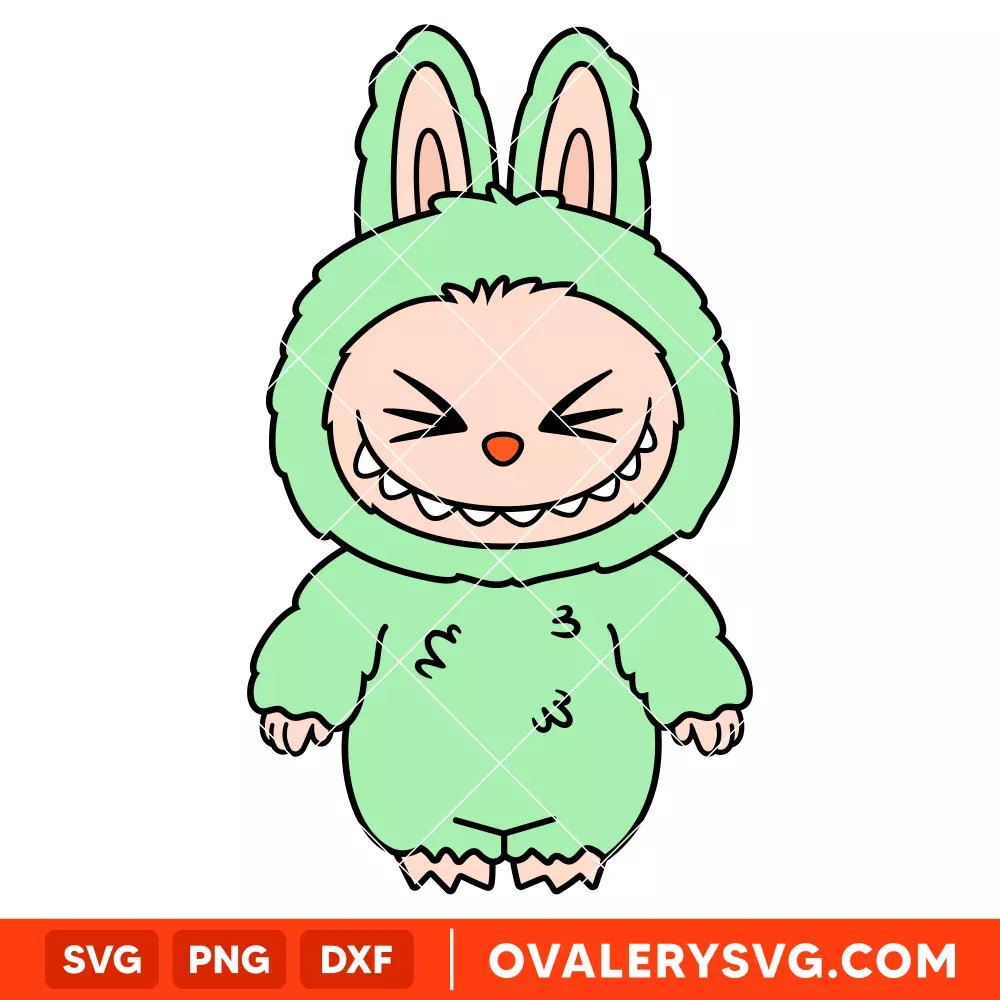Labubu Standing Green SVG, The Monsters SVG, Cute Monsters SVG, Cricut, Silhouette SVG PNG Cut File