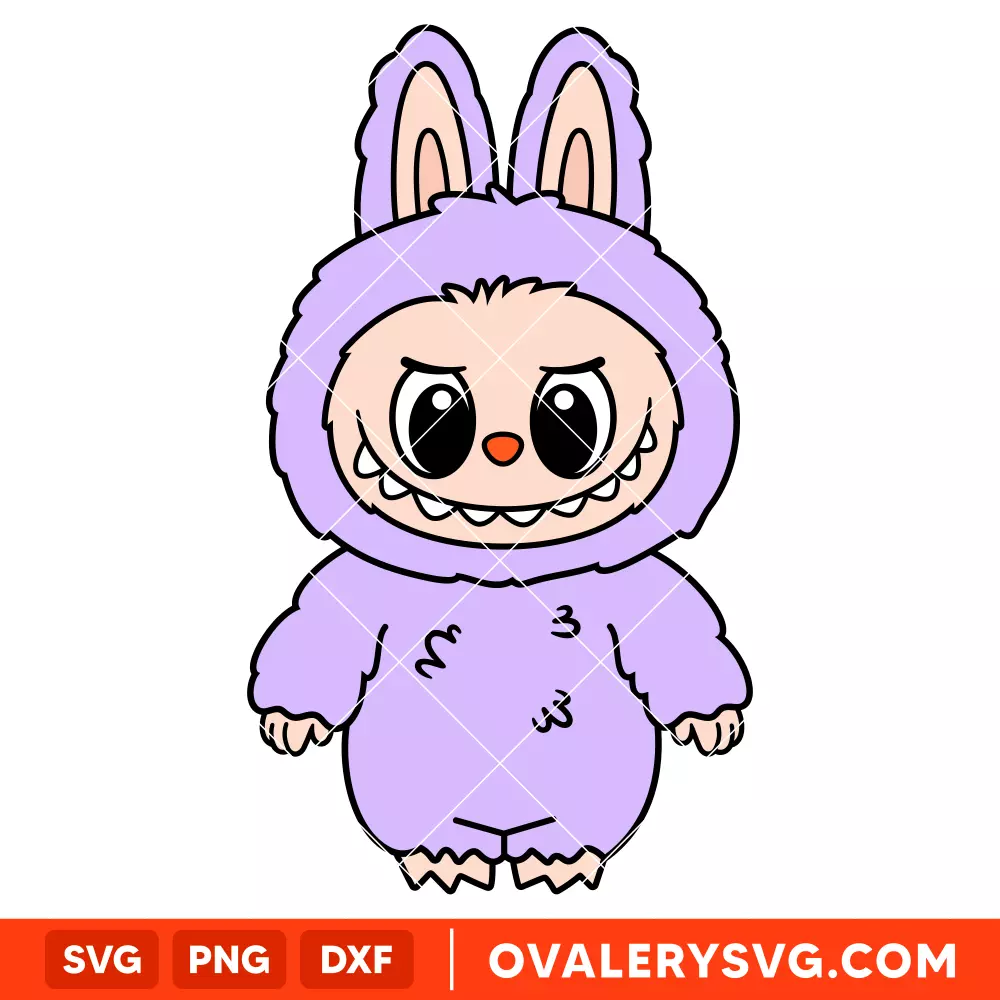Labubu Standing Purple SVG, The Monsters SVG, Cute Monsters SVG, Cricut, Silhouette SVG PNG Cut File