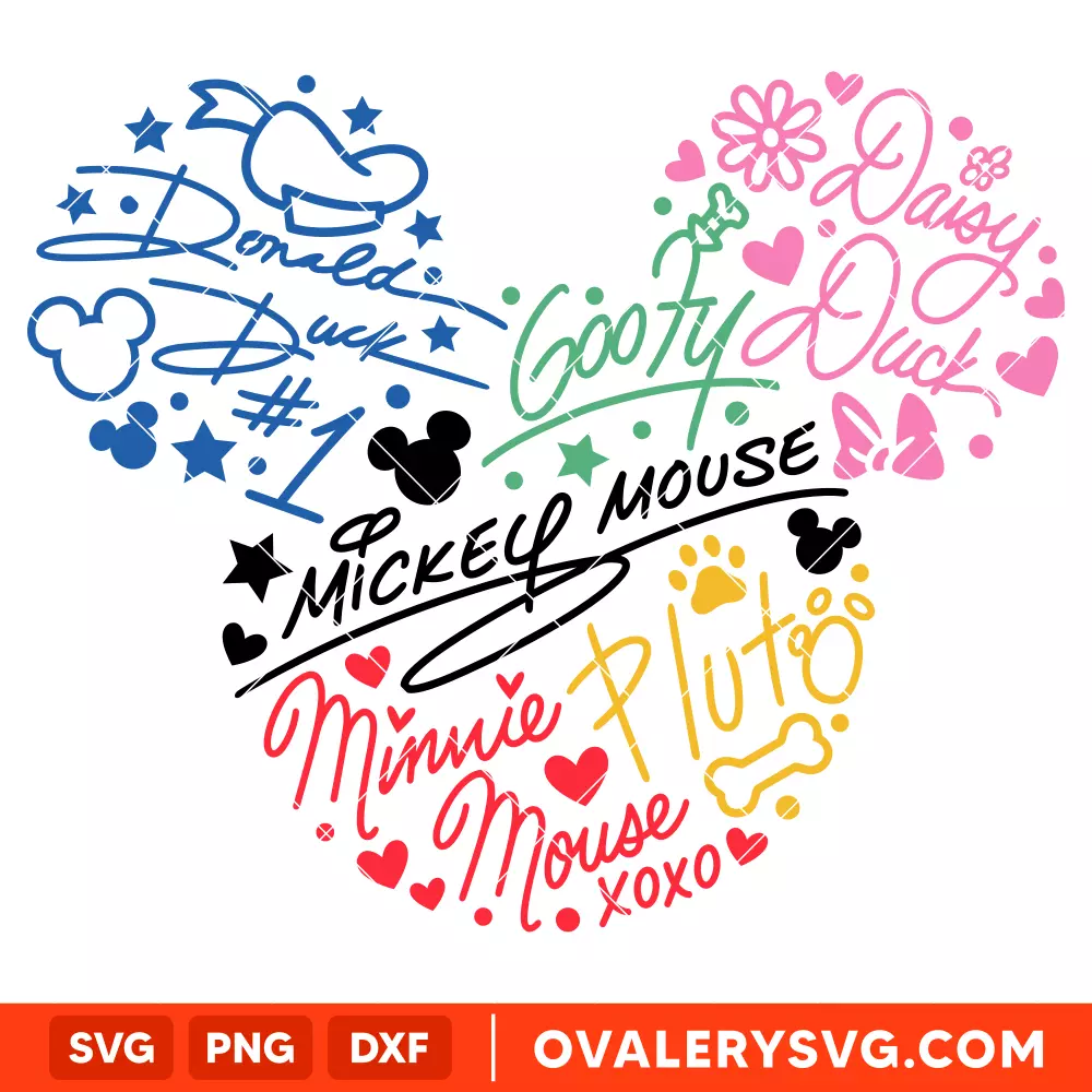 Mickey and Friends Signatures Ears SVG, Disney SVG | Instant Download SVG PNG Cut File for Cricut & Silhouette