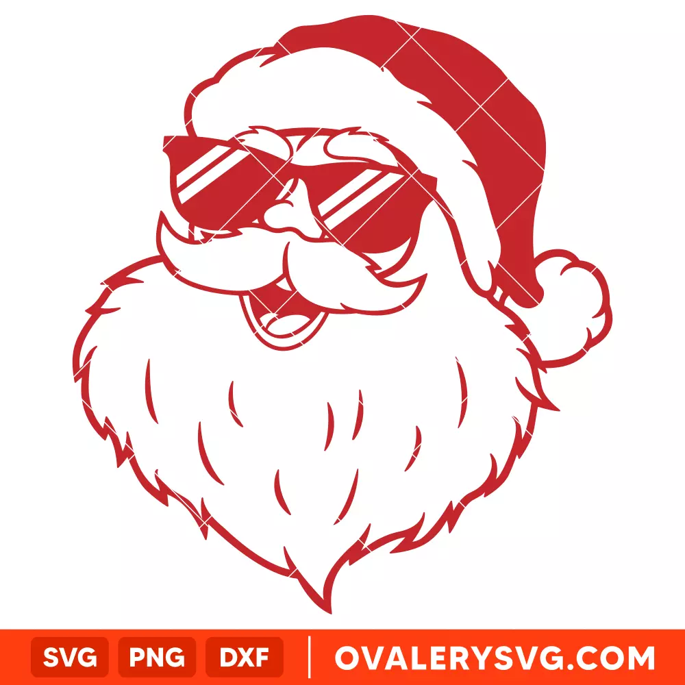 Santa Claus Face Svg, Retro Christmas Svg, Xmas Svg, Cricut, Silhouette Vector Cut File