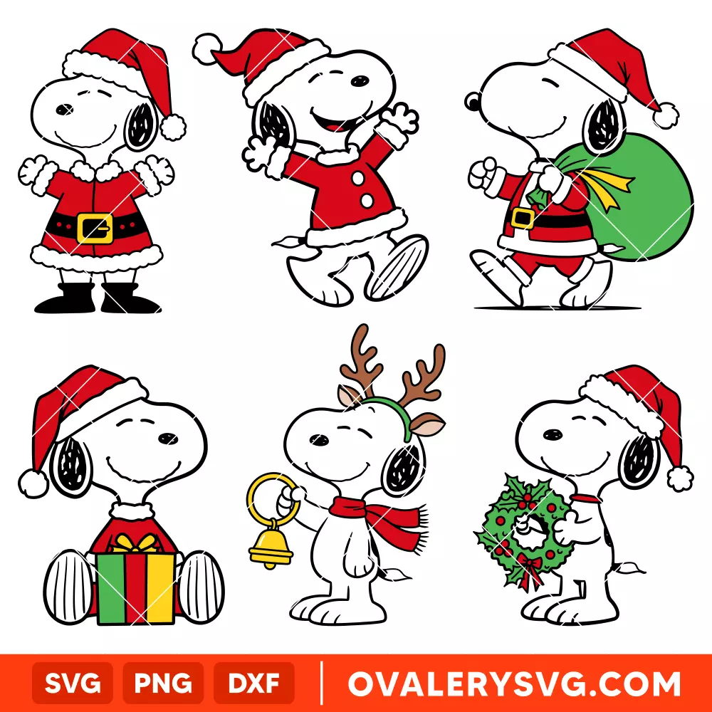 Snoopy Christmas Bundle Svg, Christmas Svg, Peanuts Svg, Cricut, Silhouette Vector Cut File