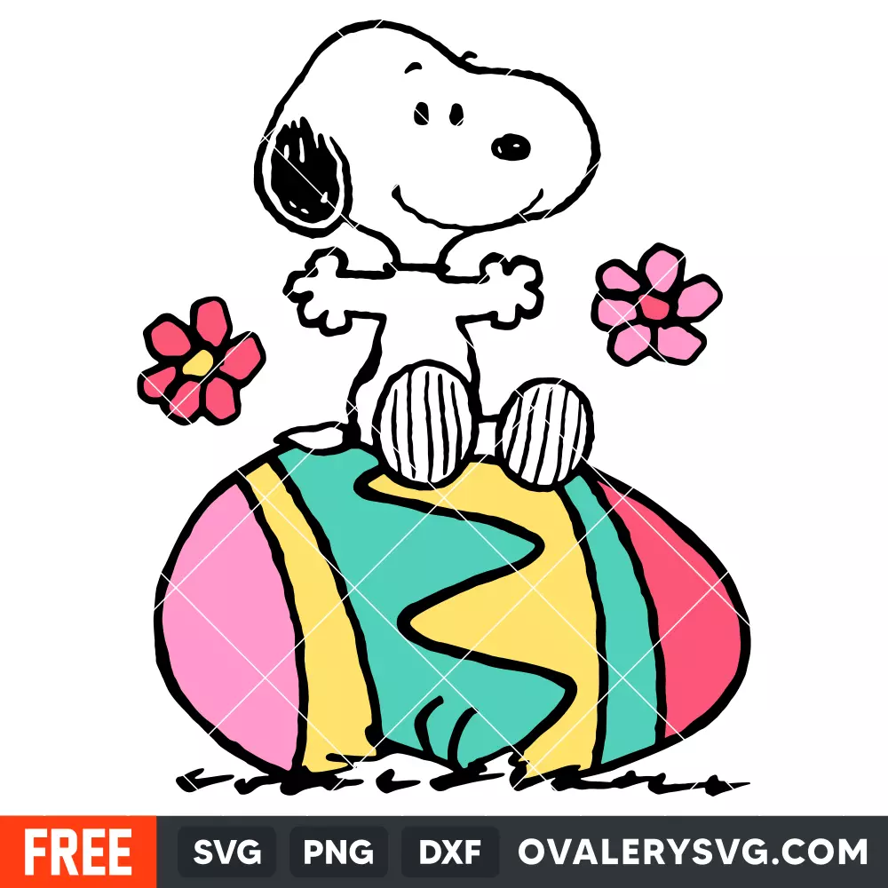 Snoopy on the Easter Egg SVG, Happy Easter SVG, Peanuts SVG, Cricut, Silhouette SVG PNG Cut File