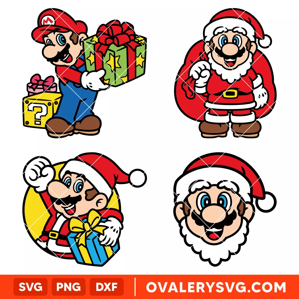 Super Mario Christmas Bundle Svg, Christmas Svg, Mario Bros Svg, Cricut, Silhouette Vector Cut File
