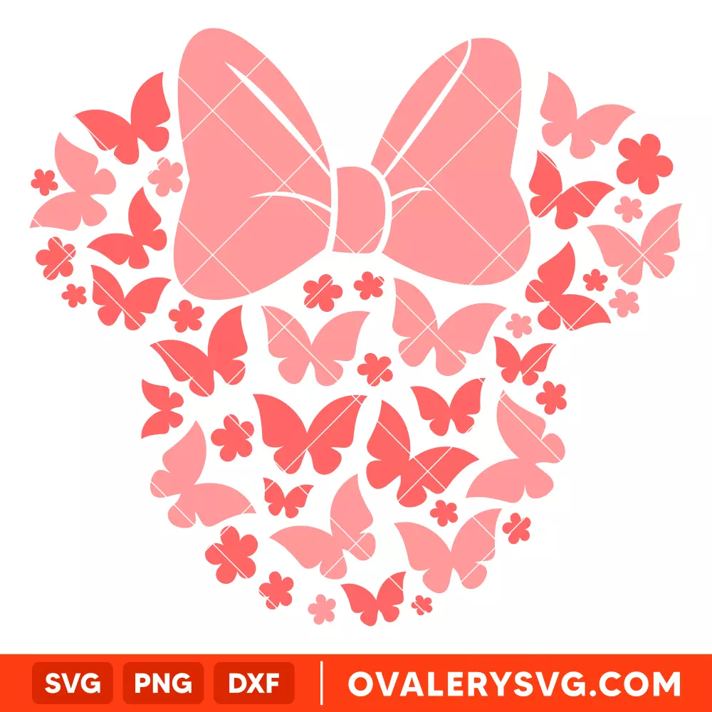 Butterflies Minnie Head SVG, Spring SVG, Disney SVG, Cricut, Silhouette SVG PNG Cut File