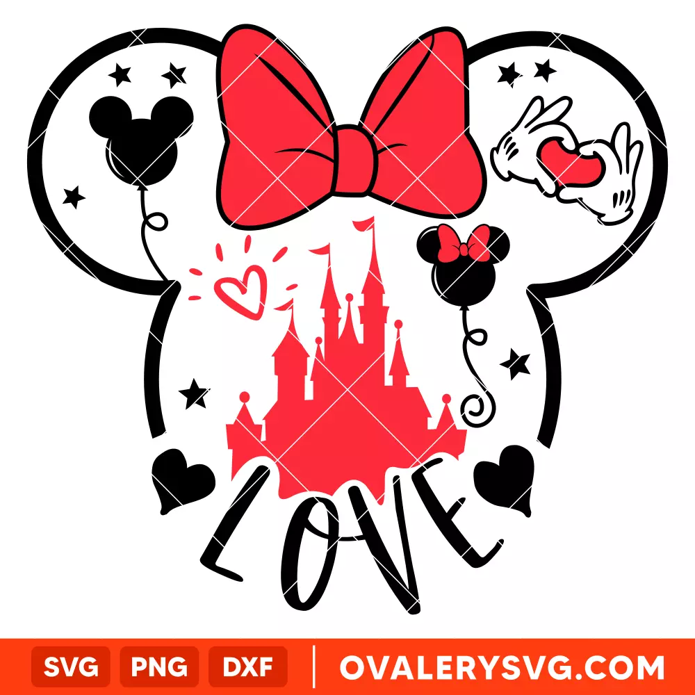 Love Minnie Mouse SVG, Valentine’s Day SVG, Disney SVG, Cricut, Silhouette SVG PNG Cut File