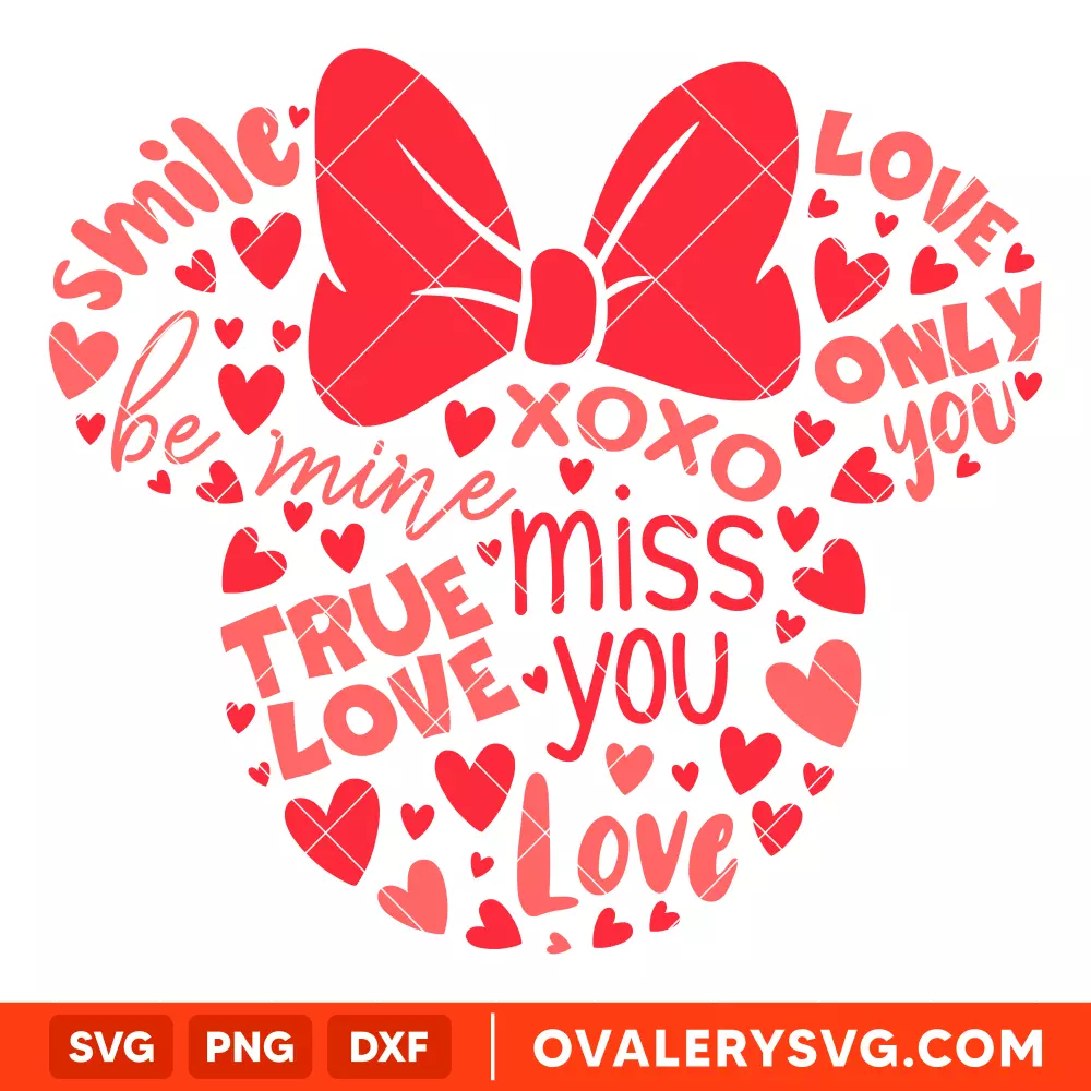 Love Words Minnie SVG, Valentine’s Day SVG, Disney SVG, Cricut, Silhouette SVG PNG Cut File