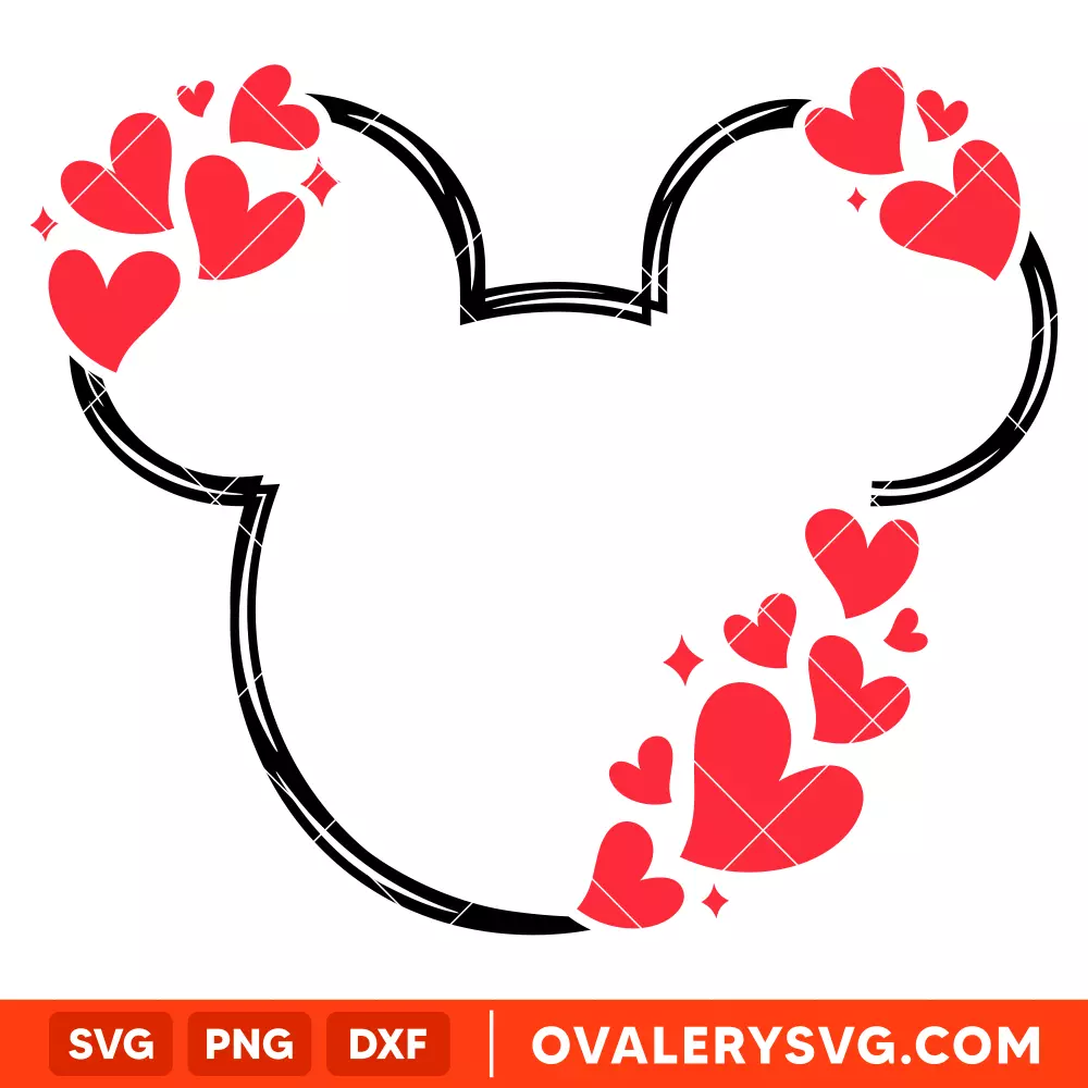 Mickey Heart Wreath SVG, Valentine’s Day SVG, Disney SVG, Cricut, Silhouette SVG PNG Cut File