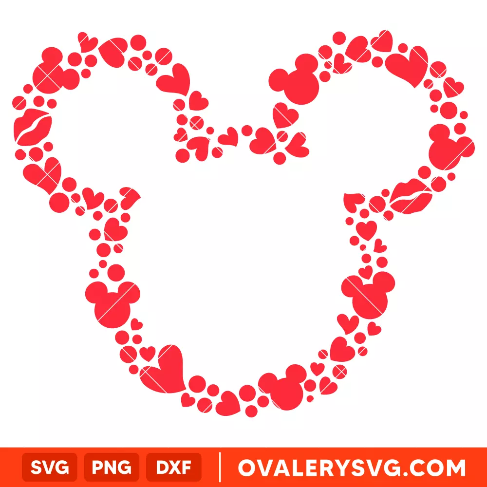Mickey Mouse Head Valentine's Day SVG, Valentine’s Day SVG, Disney SVG, Cricut, Silhouette SVG PNG Cut File