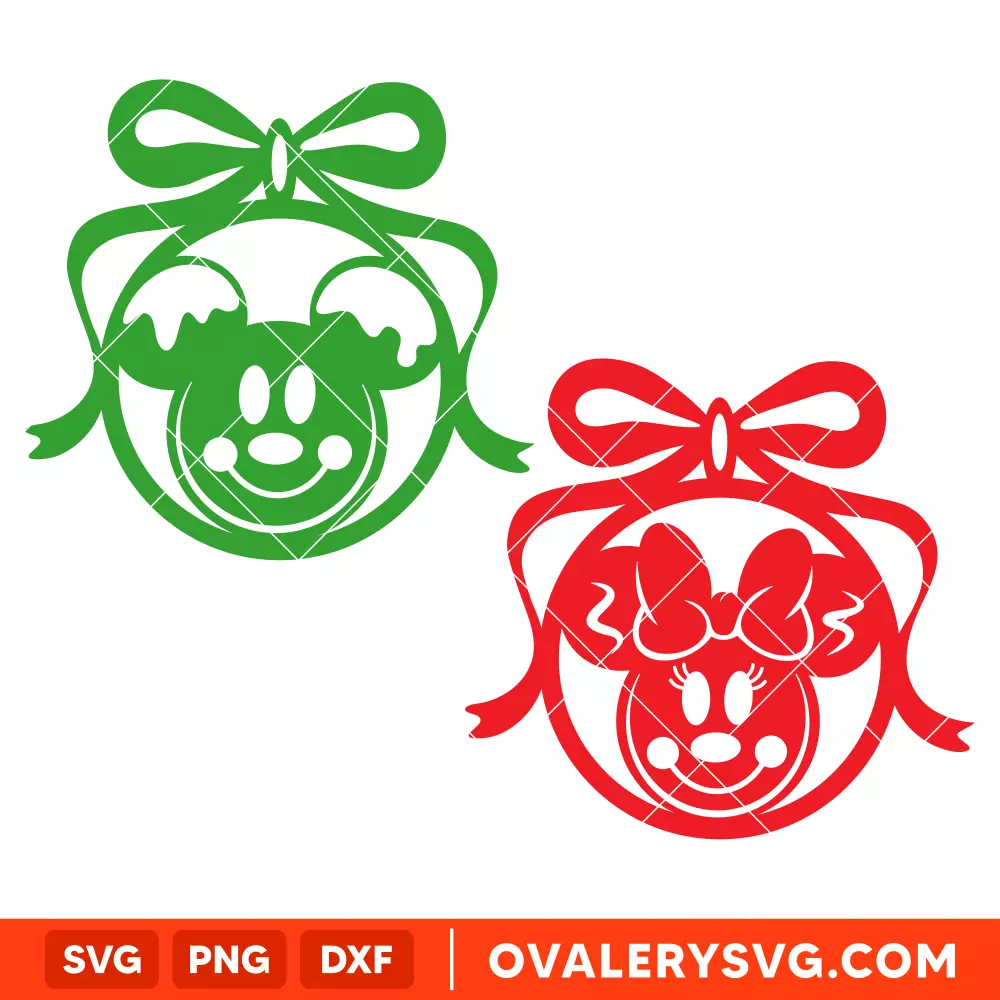 Mickey and Minnie Heads Christmas Balls SVG, Christmas SVG, Disney SVG | Instant Download SVG PNG Cut File for Cricut & Silhouette