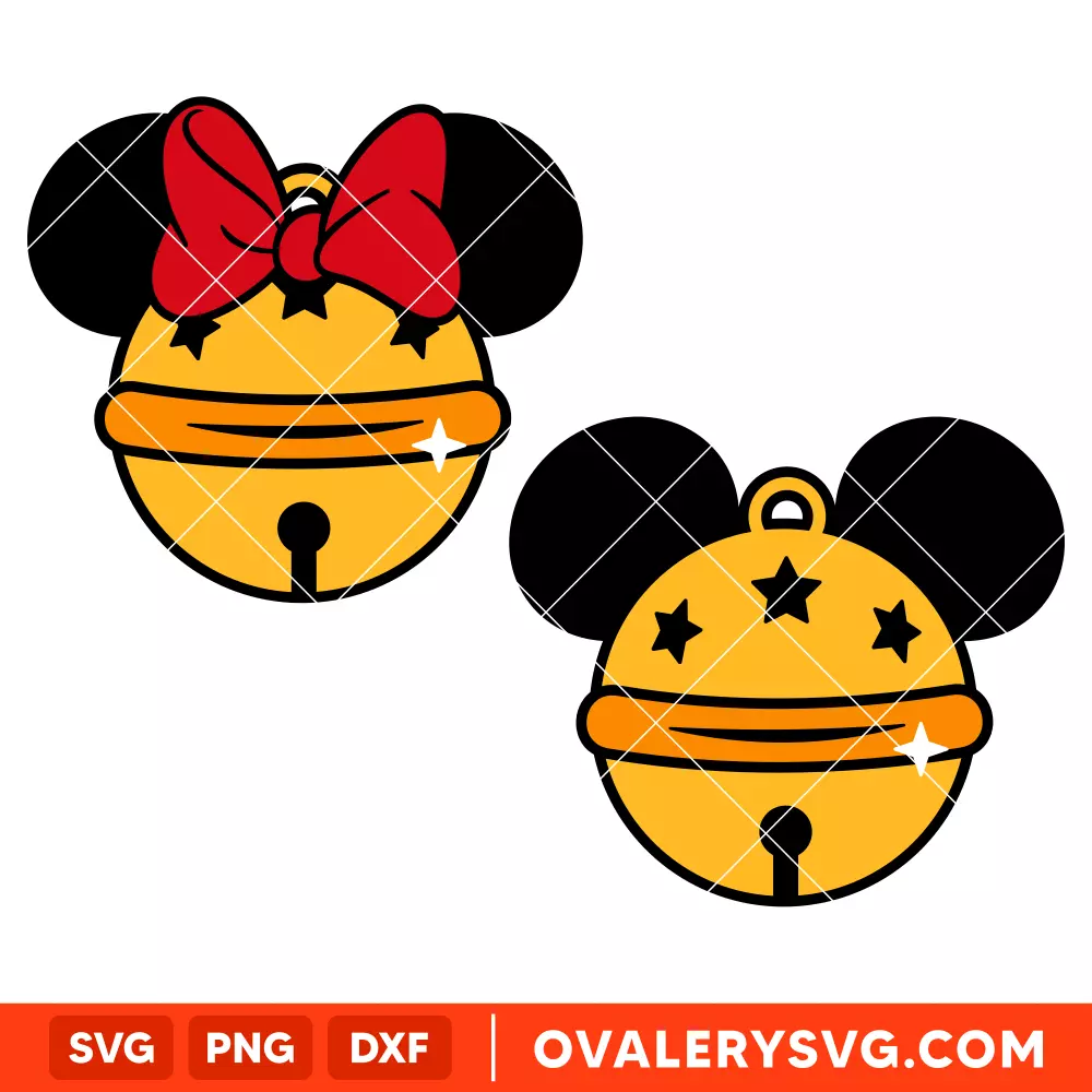 Mickey and Minnie Jingle Bells SVG, Christmas SVG, Disney SVG, Cricut, Silhouette SVG PNG Cut File