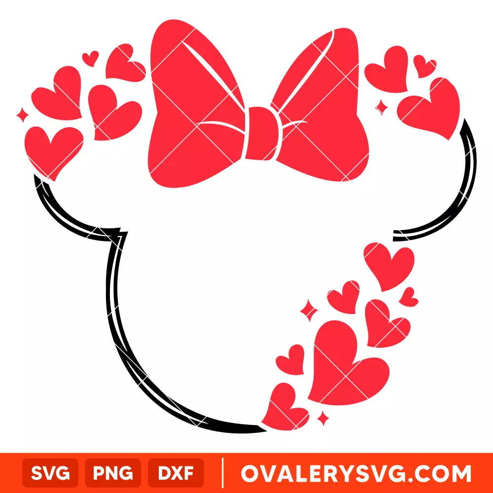 Minnie Heart Wreath SVG, Valentine’s Day SVG, Disney SVG, Cricut, Silhouette SVG PNG Cut File