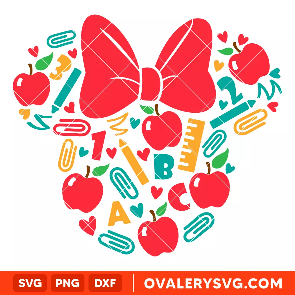 School Teacher Minnie SVG, Disney SVG, Graduation SVG, Cricut, Silhouette SVG PNG Cut File