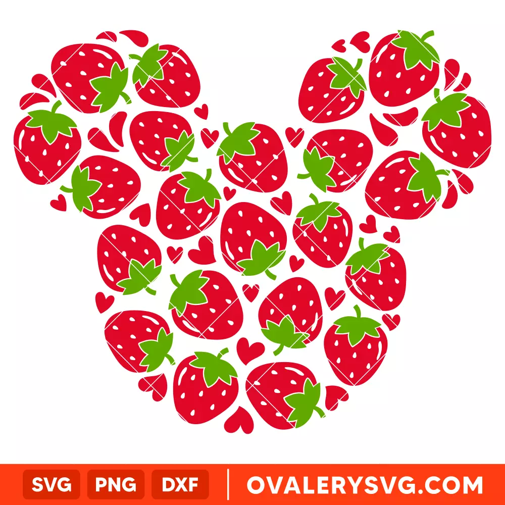 Strawberry Mickey Mouse SVG, Summer SVG, Disney SVG, Cricut, Silhouette SVG PNG Cut File