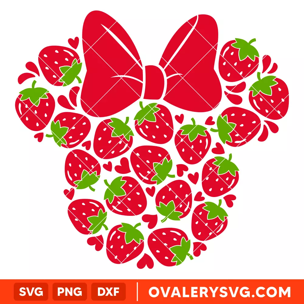 Strawberry Minnie Mouse SVG, Summer SVG, Disney SVG, Cricut, Silhouette SVG PNG Cut File